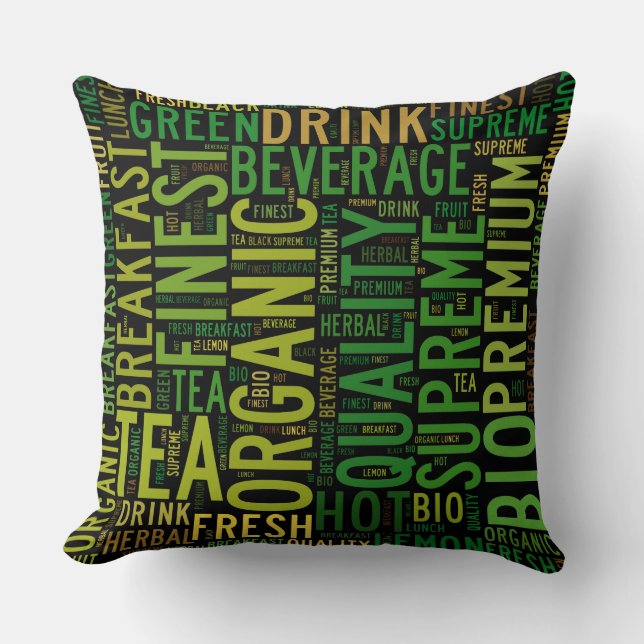 Tea breakfast text design -Customisable background Cushion (Front)