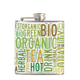Tea breakfast text design hip flask