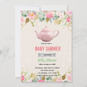 Tea brewing shower birthday invitation