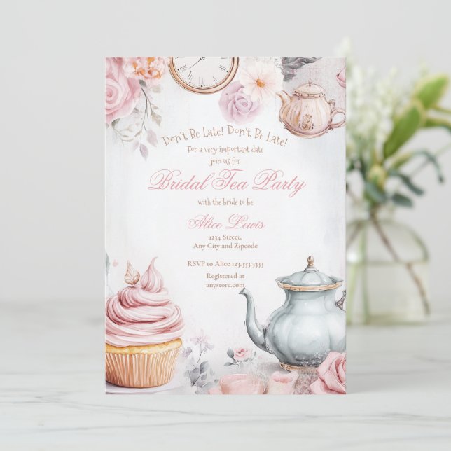 Tea Bridal shower invitation, Alice bridal tea Invitation (Standing Front)