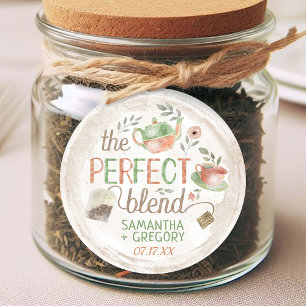 Tea Bridal Wedding Shower The Perfect Blend Favour Classic Round Sticker