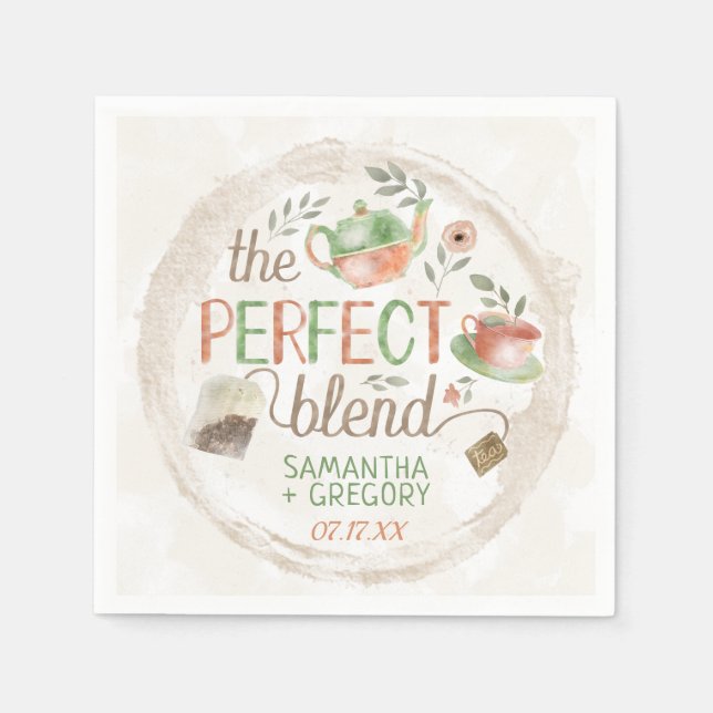 Tea Bridal Wedding Shower The Perfect Blend Party Napkin (Front)