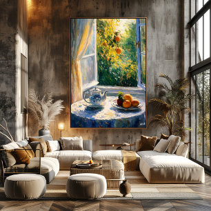 Tea by Sunlit Window with Citrus – Impressionist Poster