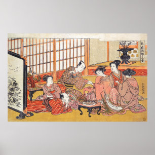 Tea Ceremony Isoda Koryusai japanese woodblock art Poster