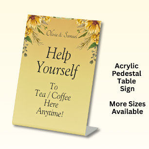 Tea Coffee Table Acrylic Pedestal Sign 