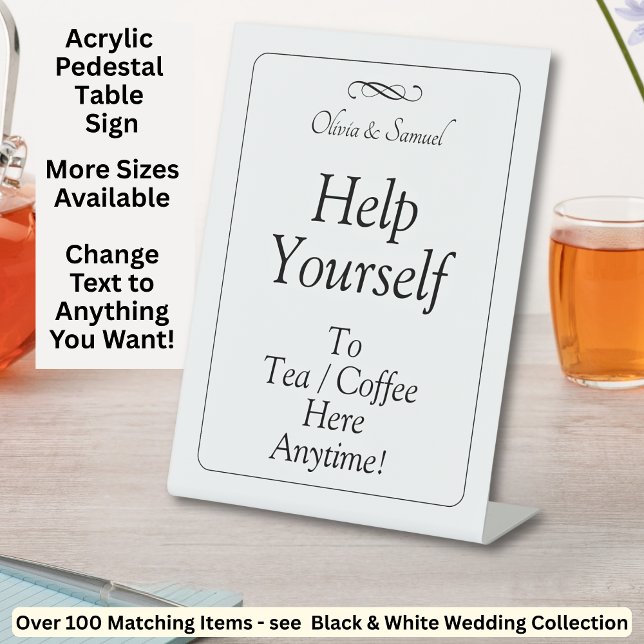 Tea Coffee Table Black White Infinity Scroll Pedestal Sign (Creator Uploaded)