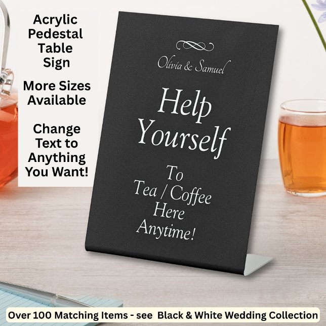Tea Coffee Table Black White Infinity Scroll Pedestal Sign (Creator Uploaded)