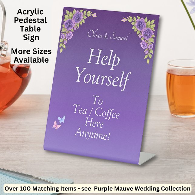 Tea Coffee Table Purple  Acrylic Pedestal Sign (Creator Uploaded)