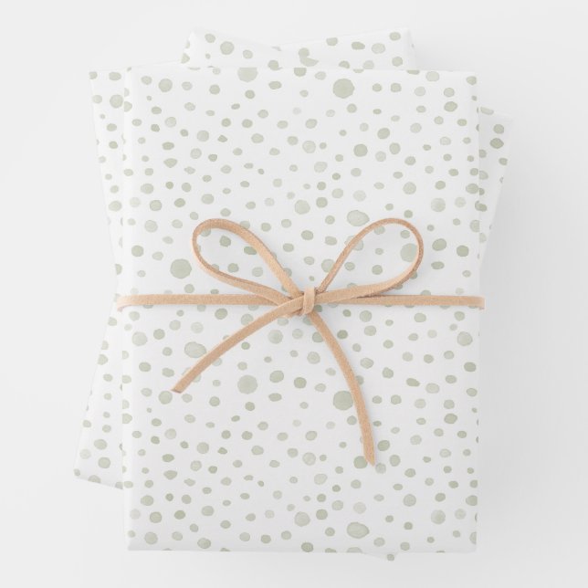 Tea Confetti Watercolor Dots Wrapping Paper (In situ)