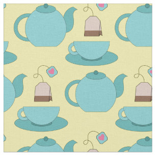 Tea Cup and Pot Cute Cafe Barista Fabric