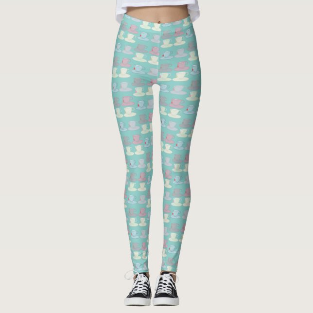Tea Cup and Saucer Pattern Leggings (Front)