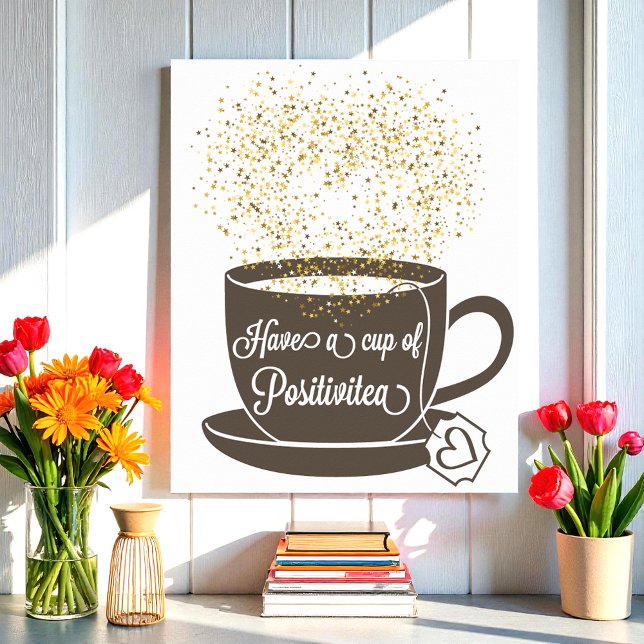 Tea Cup Brown Yellow Gold Inspirational Quote Poster (Creator Uploaded)