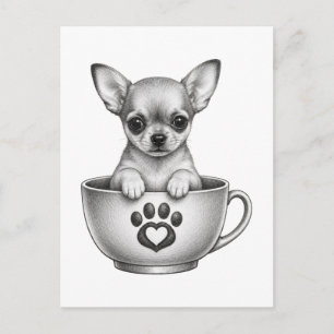 Tea Cup Chihuahua Puppy Holiday Postcard