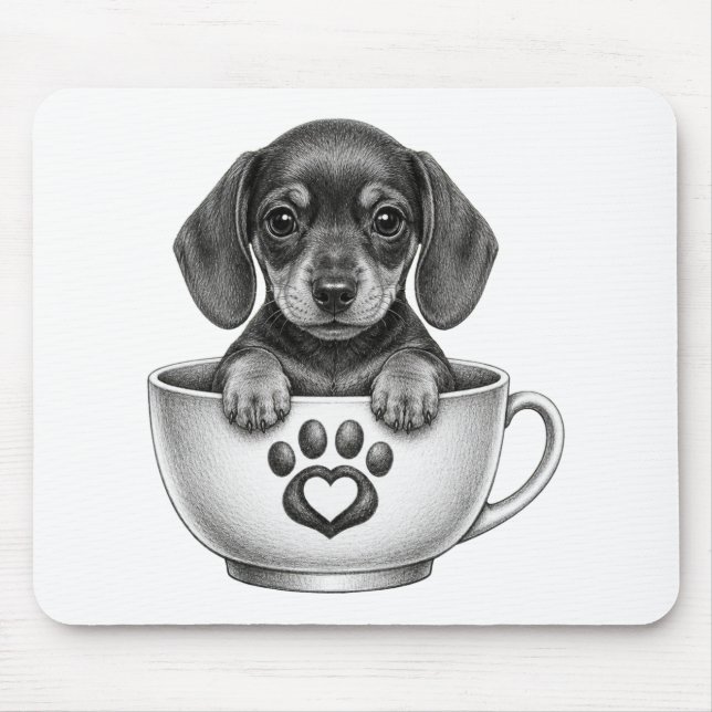 Tea Cup Dachshund Pupp Mouse Pad (Front)