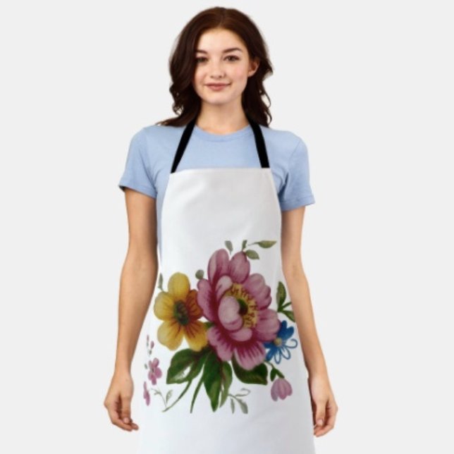 Tea Cup Floral Bouquet  Apron (Creator Uploaded)