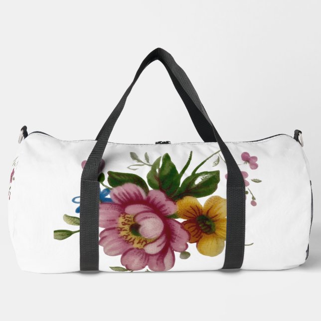Tea Cup Floral Bouquet  Duffle Bag (Front)