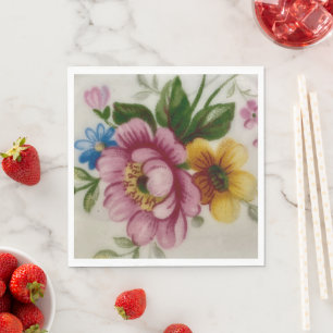 Tea Cup Floral Bouquet Paper Napkin
