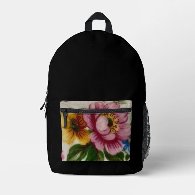 Tea Cup Floral Bouquet  Printed Backpack (Front)