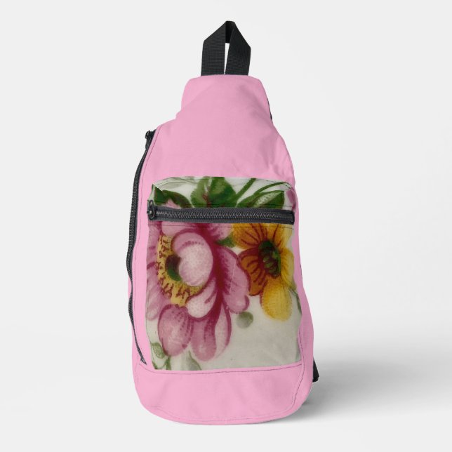 Tea Cup Floral Bouquet  Sling Bag (Front)