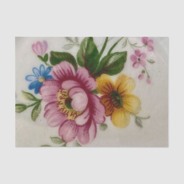 Tea Cup Floral Bouquet Tissue Paper (Front)