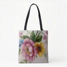 Tea Cup Floral Bouquet Tote Bag