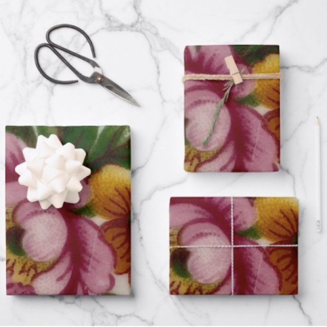Tea Cup Floral Bouquet  Wrapping Paper Sheet (Creator Uploaded)