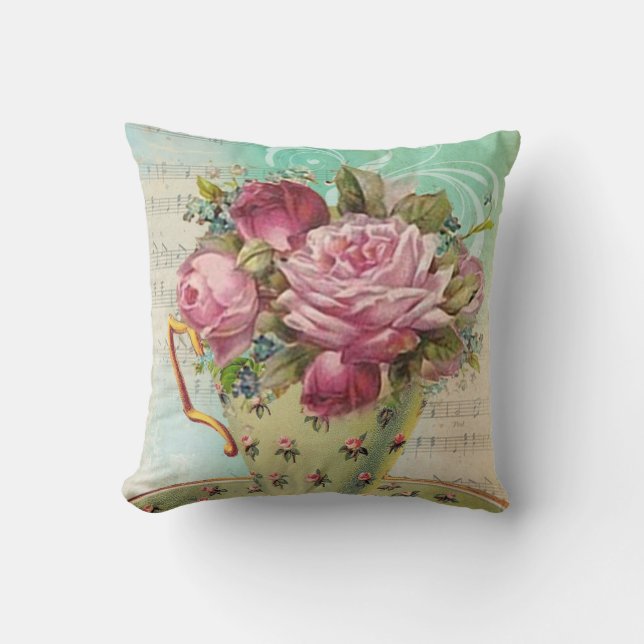 Tea cup flowers cushion (Front)