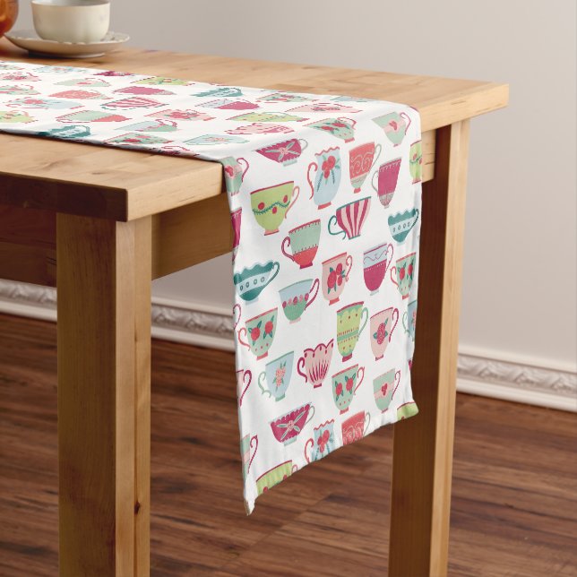 Tea Cup Pattern Short Table Runner (In Situ)