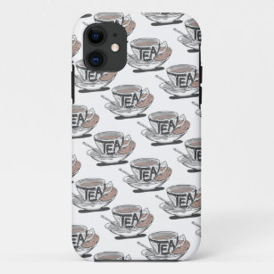 tea cup PATTERN WITH SPOON ALL TRANS Case-Mate iPhone Case