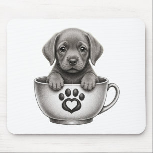 Tea Cup Silver Labrador Retriever Puppy Mouse Pad