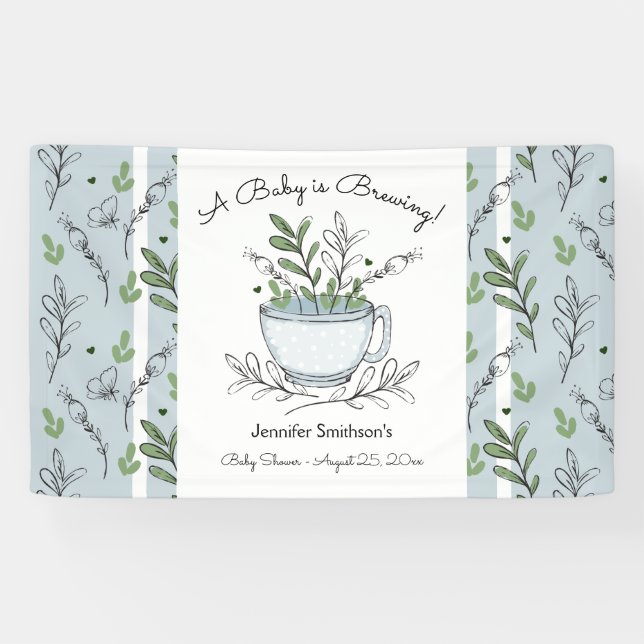 Tea Cup Tea Party Baby Shower Banner (Horizontal)