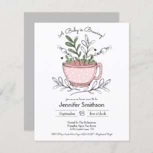 Tea Cup Tea Party Baby Shower Budget Invitations