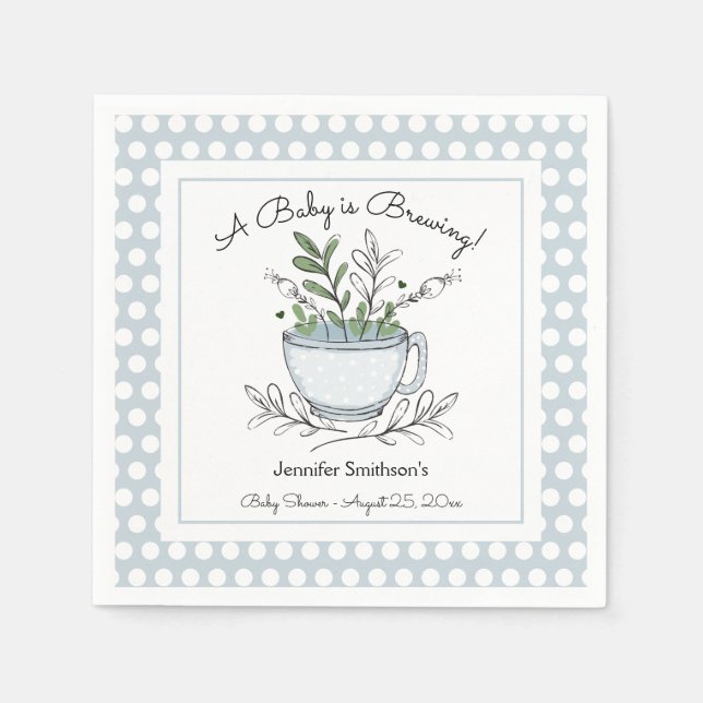 Tea Cup Tea Party Baby Shower Napkins (Front)