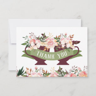 Tea Cup Thank You Card with Flowers