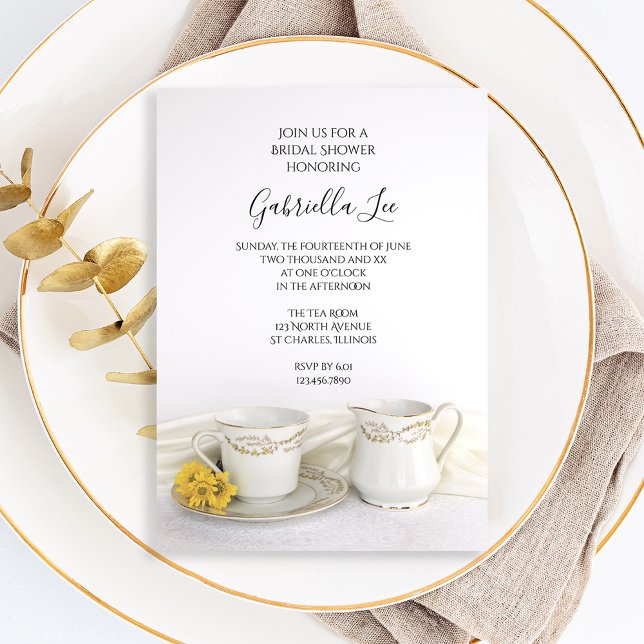 Tea Cup with Yellow Daisies Bridal Shower Invitation (Creator Uploaded)