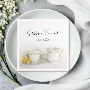 Tea Cup with Yellow Daisies Wedding Napkin
