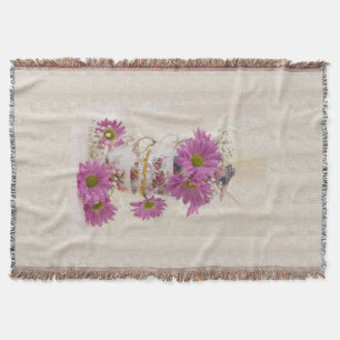 Tea Cups And Daisies Throw Blanket