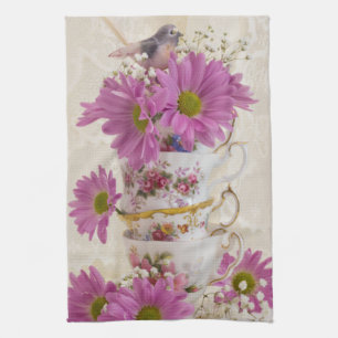 Tea Cups And Daisies Towel