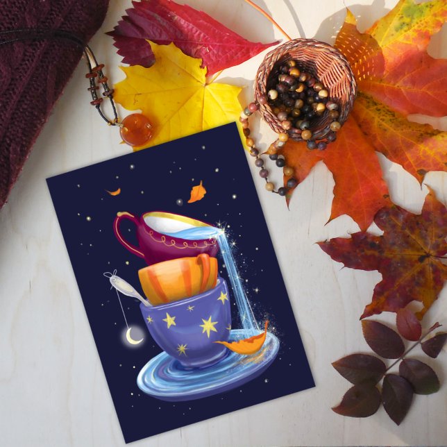 Tea cups Fall Whimsical Holiday Card (Creator Uploaded)