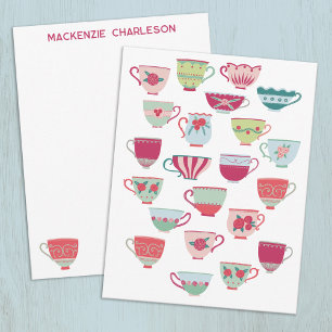 Tea Cups Fun Retro Vintage Personalized Card