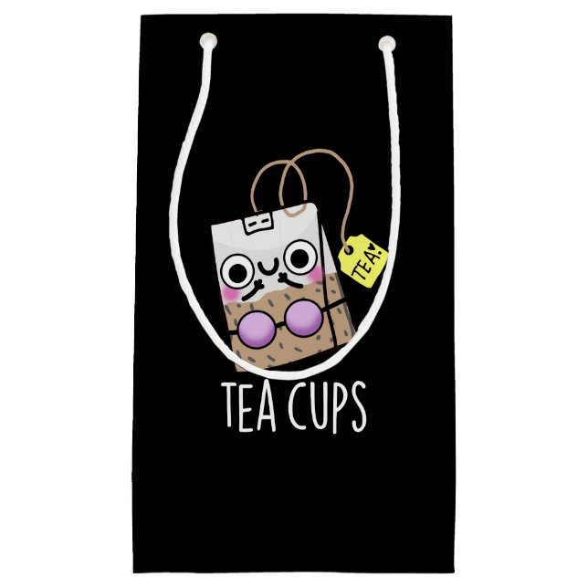 Tea Cups Funny Bra Puns Dark BG Small Gift Bag (Front)