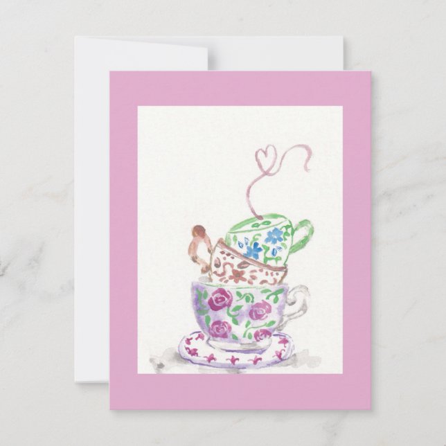 Tea Cups Greeting Card (Front)