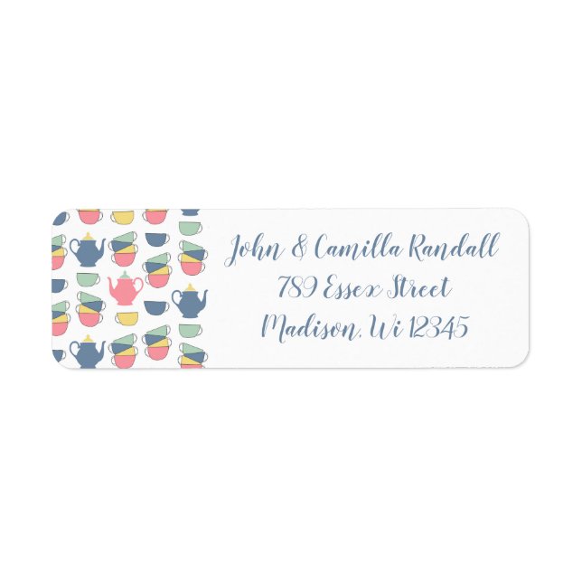 Tea Cups Return Address Label (Front)