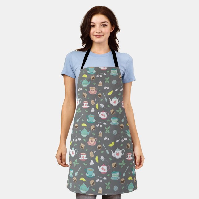 Tea Drinker Tea Cups and Teapots British Pattern Apron (Worn)