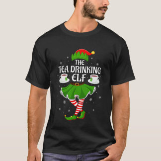 Tea Drinking Elf Christmas Family Girls Women Elf  T-Shirt
