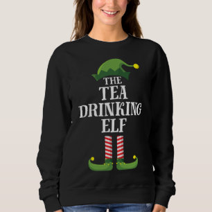 Tea Drinking Elf Matching Family Christmas Party Sweatshirt