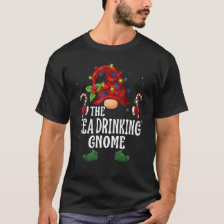 Tea Drinking Gnome Buffalo Plaid Matching Family C T-Shirt