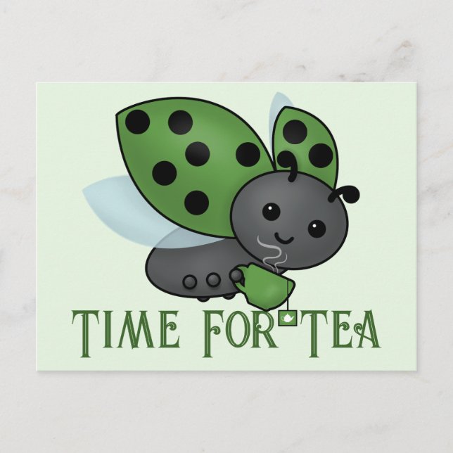 Tea Drinking Ladybug Postcard (Front)