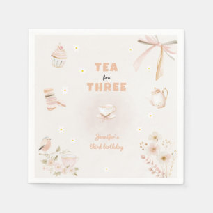 Tea for Three Birthday Tea Party for Girls Napkin