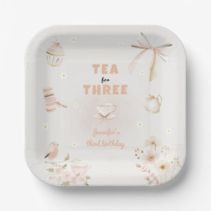 Tea for Three Birthday Tea Party for Girls Paper Plate
